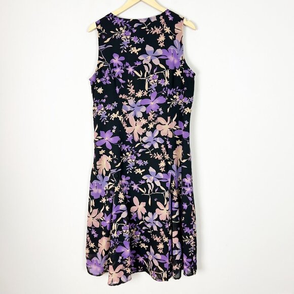 90s Y2K Floral Midi Dress Forest Fairy Dark Boho Feminine Size 16 Women's - Picture 3 of 4